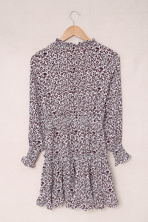 V Neck Long Sleeve Tie Waist Mini Dress